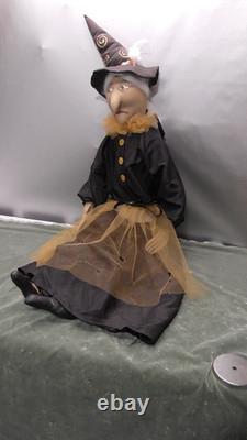 Large Witch Doll 45 Cloth Shelf Sitter Weighted Folk Art Halloween