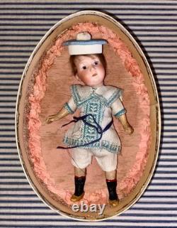 Large c. 1900 Early German PRESENTATION Paper Easter Egg Display, Antique Doll