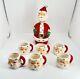 Lefton Ceramic Santa Claus Decanter Bottle And 6 Mini Mugs #1383 Vintage Japan