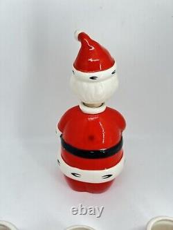 Lefton Ceramic Santa Claus Decanter Bottle and 6 Mini Mugs #1383 Vintage Japan