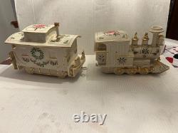 Lenox Beige Gold Porcelain Holiday Junction Collection Engine Train with Caboose