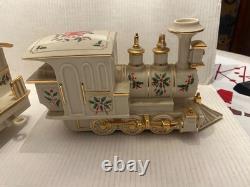 Lenox Beige Gold Porcelain Holiday Junction Collection Engine Train with Caboose