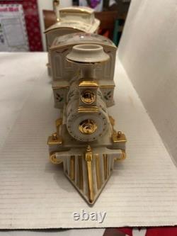 Lenox Beige Gold Porcelain Holiday Junction Collection Engine Train with Caboose
