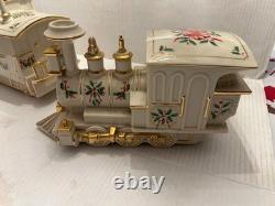 Lenox Beige Gold Porcelain Holiday Junction Collection Engine Train with Caboose