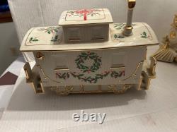 Lenox Beige Gold Porcelain Holiday Junction Collection Engine Train with Caboose