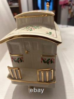 Lenox Beige Gold Porcelain Holiday Junction Collection Engine Train with Caboose