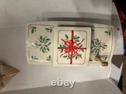 Lenox Beige Gold Porcelain Holiday Junction Collection Engine Train with Caboose