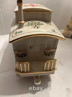 Lenox Beige Gold Porcelain Holiday Junction Collection Engine Train with Caboose