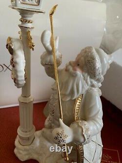 Lenox Florentine & Pearl Santa Lighting Lamp Post Porcelain Figurine Christmas