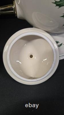 Lenox Holiday Beverage Dispenser Holly Ceramic Gold Spigot w Lid Box