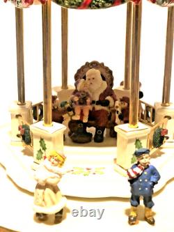 Lenox Holiday Gazebo Centerpiece Sitting On Santa's Lap Music Box