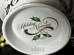 Lenox Holiday Nouveau Round Vegetable Candy Bowl Holly and 24 K Gold Accent USA