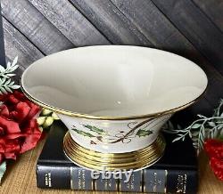 Lenox Holiday Nouveau Round Vegetable Candy Bowl Holly and 24 K Gold Accent USA