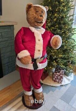 Life Size 5' GEMMY Animated Singing Santa Bear Christmas 100% Complete Very Nice