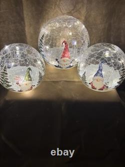 Lighted Crackle Glass Gnome Spheres