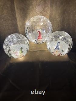 Lighted Crackle Glass Gnome Spheres