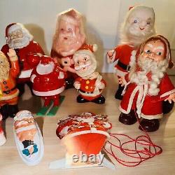 Lot -12 RARE Vintage Santas Celluloid Gurley Spun Cotton Rosbro Walker ETC READ