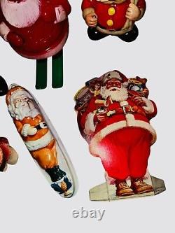 Lot -12 RARE Vintage Santas Celluloid Gurley Spun Cotton Rosbro Walker ETC READ