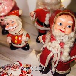 Lot -12 RARE Vintage Santas Celluloid Gurley Spun Cotton Rosbro Walker ETC READ