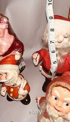 Lot -12 RARE Vintage Santas Celluloid Gurley Spun Cotton Rosbro Walker ETC READ