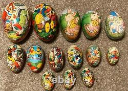 Lot (14) Antique Vintage West Germany Paper Mache Easter Egg Candy Containers