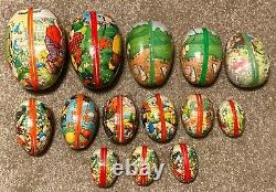 Lot (14) Antique Vintage West Germany Paper Mache Easter Egg Candy Containers