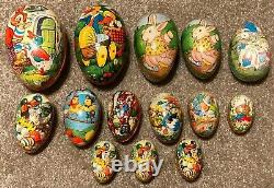 Lot (14) Antique Vintage West Germany Paper Mache Easter Egg Candy Containers