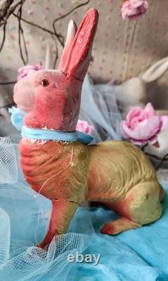 Lot 2 Antique West Germany Paper Mache Composition Easter Bunny Rabbits READ Lot 2 Antique West Germany Paper Mache Composition Easter Bunny Rabbits READ