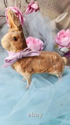 Lot 2 Antique West Germany Paper Mache Composition Easter Bunny Rabbits READ Lot 2 Antique West Germany Paper Mache Composition Easter Bunny Rabbits READ