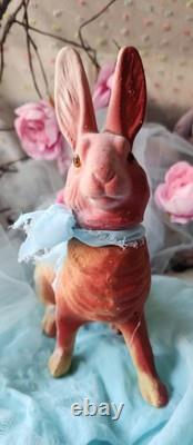 Lot 2 Antique West Germany Paper Mache Composition Easter Bunny Rabbits READ Lot 2 Antique West Germany Paper Mache Composition Easter Bunny Rabbits READ