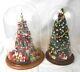 Lot 2 Miniature Christmas Trees Under Glass Domes Euc