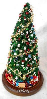 Lot 2 Miniature Christmas Trees Under Glass Domes EUC