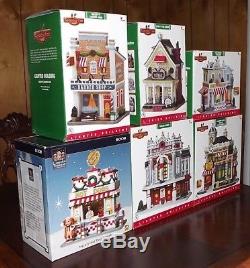 Lot Of 6 Coventry Cove 2007-2008 Lighted Christmas Buldings + Carole Towne Col