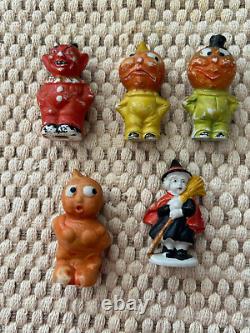 Lot Of Japan Vintage Halloween Bisque Devil Witch Pumpkin Goblin Figures L@@@k