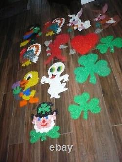 Lot of 13 Vintage Melted Plastic Popcorn decorations free shipping Read Descrp