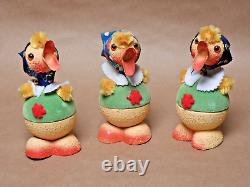 Lot of 3 Colorful Vintage German Duck EASTER Candy Containers THE QUACK SISTERS