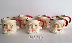 Lot of 6 Matching Vintage Santa Mugs ENESCO Winking Japan 1950s Christmas Ware