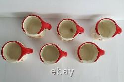 Lot of 6 Matching Vintage Santa Mugs ENESCO Winking Japan 1950s Christmas Ware