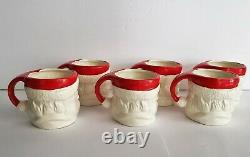 Lot of 6 Matching Vintage Santa Mugs ENESCO Winking Japan 1950s Christmas Ware