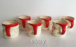 Lot of 6 Matching Vintage Santa Mugs ENESCO Winking Japan 1950s Christmas Ware