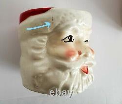 Lot of 6 Matching Vintage Santa Mugs ENESCO Winking Japan 1950s Christmas Ware