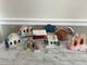 Lot Of 9 Putz Christmas Village Cardboard Houses Japan Glitter Vintage 30s-50s