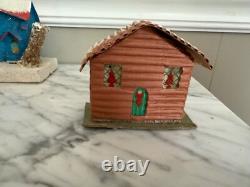 Lot of 9 Putz Christmas Village Cardboard Houses Japan Glitter Vintage 30s-50s Lot of 9 Putz Christmas Village Cardboard Houses Japan Glitter Vintage 30s-50s