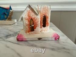 Lot of 9 Putz Christmas Village Cardboard Houses Japan Glitter Vintage 30s-50s Lot of 9 Putz Christmas Village Cardboard Houses Japan Glitter Vintage 30s-50s