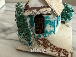 Lot of 9 Putz Christmas Village Cardboard Houses Japan Glitter Vintage 30s-50s Lot of 9 Putz Christmas Village Cardboard Houses Japan Glitter Vintage 30s-50s