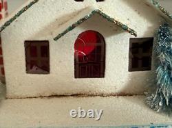 Lot of 9 Putz Christmas Village Cardboard Houses Japan Glitter Vintage 30s-50s Lot of 9 Putz Christmas Village Cardboard Houses Japan Glitter Vintage 30s-50s