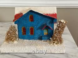 Lot of 9 Putz Christmas Village Cardboard Houses Japan Glitter Vintage 30s-50s Lot of 9 Putz Christmas Village Cardboard Houses Japan Glitter Vintage 30s-50s
