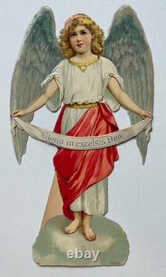 Lovely Large Antique German Angel Diecut Scrap Stand 1915 Lovely Large Antique German Angel Diecut Scrap Stand 1915