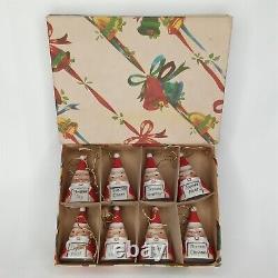 MCM Christmas Santa Claus Bell Ardalt Made In Japan Set Of 8 With Box 1950s