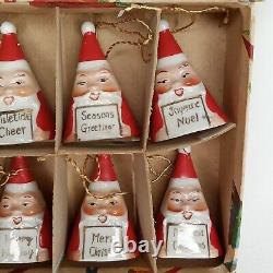 MCM Christmas Santa Claus Bell Ardalt Made In Japan Set Of 8 With Box 1950s